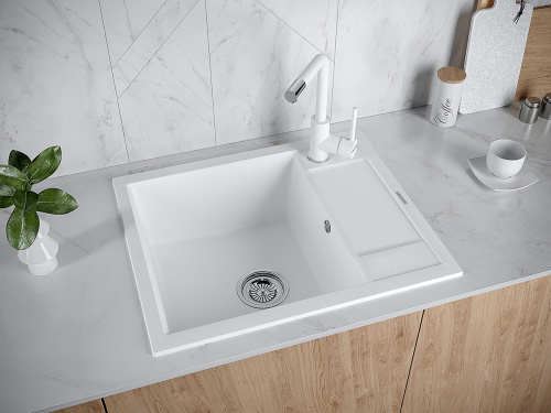 Кухонная мойка Paulmark FLUGEN 50-600 PM216050-WH 60х50 цвет белый - фото 3